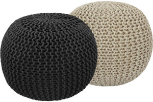 ballirams fabric pouf finish color - black white pre assembled