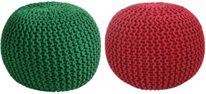 ballirams fabric pouf finish color - green red pre assembled