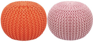 ballirams fabric pouf finish color - orange light pink pre assembled