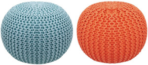 ballirams fabric pouf finish color - light blue orange pre assembled