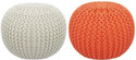 Balliram's Fabric Pouf (Finish Color - White, Orange, Pre Assembled)