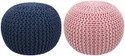 Balliram's Fabric Pouf (Finish Color - Blue, Light Pink, Pre Assembled)