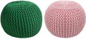 Balliram's Fabric Pouf (Finish Color - Green, Light Pink, Pre Assembled)