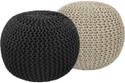Balliram's Fabric Pouf (Finish Color - Black, White, Pre Assembled)