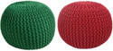 Balliram's Fabric Pouf (Finish Color - Green, Red, Pre Assembled)