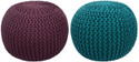 Balliram's Fabric Pouf (Finish Color - Purple, Teal, Pre Assembled)