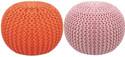 Balliram's Fabric Pouf (Finish Color - Orange, Light Pink, Pre Assembled)