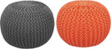 Balliram's Fabric Pouf (Finish Color - Silver, Orange, Pre Assembled)
