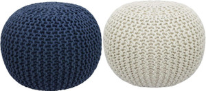 ballirams fabric pouf finish color - white blue pre assembled