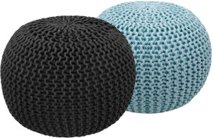 ballirams fabric pouf finish color - black light blue pre assembled