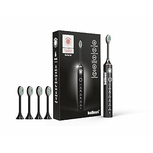 balloon sonic electric adult toothbrush smile 10  4 free brush heads rechargeable  6 operational modes  30000 vibrations per minute  ip67 waterproof mint green