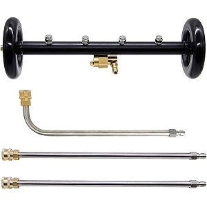 16 inch dual-function undercarriage cleaner surface cleaner for pressure washer underbody car wash water broom with 2 piece extension wand and 90 degree angled wand