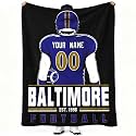 Baltimore Throw Blanket Personalized Name and Number Gifts for Men Women Kids Flannel Tapestry