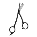 BALUCA Eyebrow Scissors with Comb | Professional Stainless Steel Eyebrow Trimmer for Women & Men | Dual-Design Precision Eye Brow Trimmer Scissors for Effortless Grooming, Silver (Black)