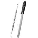 BALUCA Toenail File for Thick Nails & Ingrown Relief | Heavy Duty Metal Emery Board with Toenail Lifter for Seniors, Coarse Grit (Black with Silicone Handle, 1, Count, 180/240 Grit)