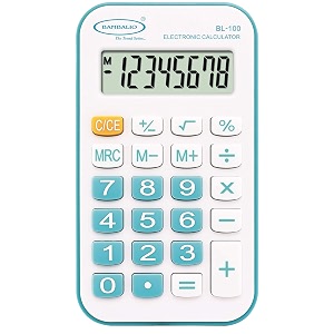 bambalio 8 digits bl-100 portable pocket calculator with 3 years warranty blue