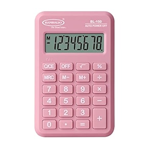 bambalio 8 digits bl-150 pocket size electronic calculator 3 years warranty pink