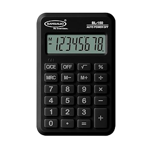 bambalio 8 digits bl-150 pocket size electronic calculator 3 years warranty black