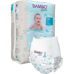 bambo nature baby swim nappies size s 7-12kg megapack 120 nappies  secure-fit disposable swimwear  leak proof comfort during water play