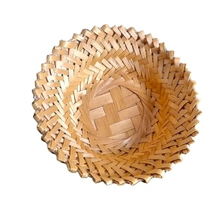 bamboo  eco-friendly multiutility wicker farmer39s basket homekitchengift decorationfood serving bowl 7  7 inch round depth 4 inch off-white