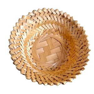 bamboo  eco-friendly multiutility wicker farmer39s basket homekitchengift decorationfood serving bowl 9  9inch round depth 4 inch off-white