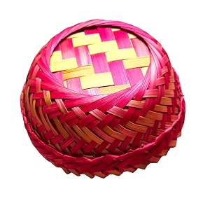 bamboo  eco-friendly multiutility wicker farmer39s basket homekitchengift decorationfood serving bowlth 12  12 inch round depth5 inch pink