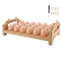 Bamboo Egg Holder 24 Pcs Eggs Rack Countertop Storage, Surface Paint & Handle Design for Kitchen Fresh Egg Holder Countertop and Fridge Egg Organizer