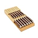 Bamboo Kitchen Drawer Knife Block, In drawer Knife Holder, Knife Drawer Organizer fit for 13 knives