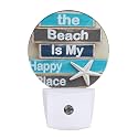 Coastal Starfish Night Light The Beach is My Happy Place Night Lights Plug into Wall for Boys Girls, Plug-in Nightlight 0.5W LED Lighting for Stairway Hallway Bedroom