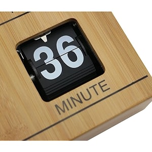 bamboo retro flip down clock  internal gear operated mechanical desk clock  3 display window vintage timepiece for home amp office decor wooden wooden