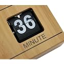 Bamboo Retro Flip Down Clock | Internal Gear Operated Mechanical Desk Clock | 3 Display Window Vintage Timepiece for Home &amp; Office Decor (Wooden) (Wooden)