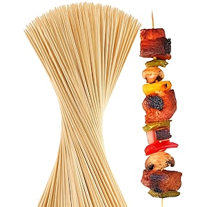 pack of 120 sticks 8 inch 3mm barbeque skewers sticks  bamboo bbq skewer sticks  perfect for grilling roasting amp party treats  ideal for parties amp camping 120 8 inch