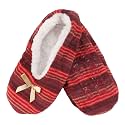 BambooMN Women's Fuzzy Patterned Non-Slip Lined Slippers, Home &amp; Travel