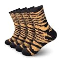 BambooMN Women's Fuzzy Zebra Print Team Spirit Socks - Super Soft Microfiber Game Day Sports Socks - 4 Pairs