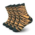 BambooMN Women's Fuzzy Zebra Print Team Spirit Socks - Super Soft Microfiber Game Day Sports Socks - 4 Pairs