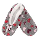 BambooMN Women's Fuzzy Patterned Non-Slip Lined Slippers, Home &amp; Travel