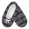 BambooMN Women's Fuzzy Patterned Non-Slip Lined Slippers, Home &amp; Travel