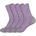 BambooMN Women's Soft Fuzzy Warm Cozy Striped Solid Socks - 4 Pair Value Packs