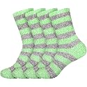 BambooMN Women's Soft Fuzzy Warm Cozy Striped Solid Socks - 4 Pair Value Packs