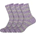 BambooMN Women's Soft Fuzzy Warm Cozy Striped Solid Socks - 4 Pair Value Packs
