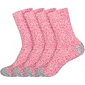 BambooMN Women's Soft Fuzzy Warm Cozy Striped Solid Socks - 4 Pair Value Packs