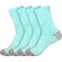 BambooMN Women's Soft Fuzzy Warm Cozy Striped Solid Socks - 4 Pair Value Packs