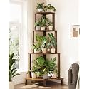 Bamworld Corner Plant Shelf 4-Tier Plant Stand Indoor Wood Plant Rack