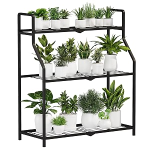 bamworld metal plant stand indoor outdoor 3 tier plant shelf for multiple plants large heavy duty flower pot stands for patio garden balcony living room bedroom