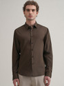 Banana Club Men Solid Casual Brown Shirt