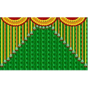 ganesha backdrops  banana leaves for decorations  vinayaka backdrops decoration cloth  back ground decoration clothes  banana leaf backdrop puja backdrop decorations cloth 5x8 feet