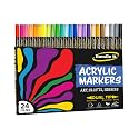 Bandle B. Acrylic Paint Markers – Set of 24 Dual Tip Paint Pens with Dot and Brush Tip for Art, Rock Painting, Coloring, Journaling, Wood, Glass, Canvas and DIY Crafts