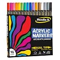Bandle B. Acrylic Paint Markers – Set of 16 Dual Tip Paint Pens with Dot and Brush Tip for Art, Rock Painting, Coloring, Journaling, Wood, Glass, Canvas and DIY Crafts