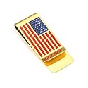 Bandmax American Flag Money Clip Credit Card Business Card holder Stainless Steel Gold Plated American Flag Slim Pocket Wallet for Men Husband Father