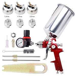 bang4buck high performance hvlp gravity feed spray gun with 14mm 17mm 25mm fluid tips 1000cc aluminum cup for auto paint primer cleartop coat amp touch-up